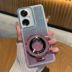 Luxury Glitter Ring Holder Phone Case - Full - Inclusive Shockproof Protection Cover - Edge 40 Neo 5G (White Pink)