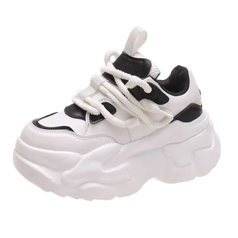 plus Size 41 43 Women's 2024 Autumn New Small Height Increasing Muffin Couple Casual Sneakers Dad Shoes 7cm