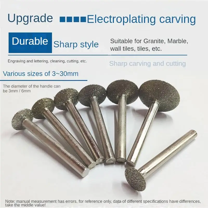 3mm Shank Diamond Mounted Point Grinding Head Stone Jade Carving Polishing Engraving Tools For Dremel Accesories Abrasive Tools