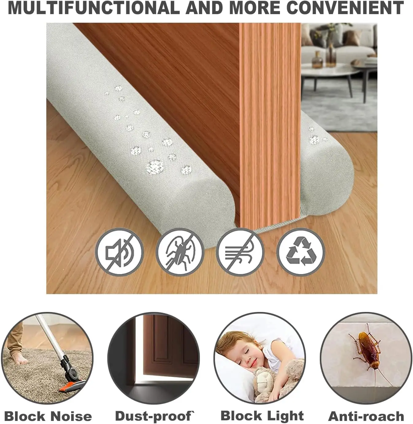 Door Bottom Sealing Strip Under Door Draft Stopper Insulation Bug-proof Windproof Bedroom Foam Strips Weather Stripping