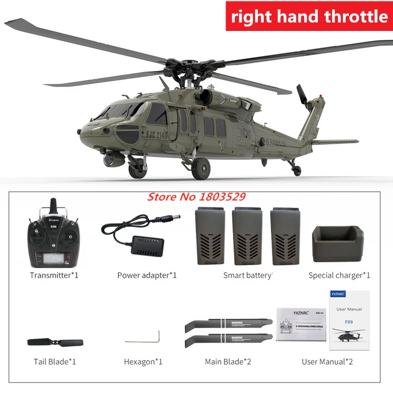 large remote control helicopter for adults Professional 6-Axis1:47 Scale UH60-Black Hawk Dual Brushless Motor RC Helicopter With LCD Screen 42CM Large Size CNC Rotor Head helicopter toy remote control RC Helicopters