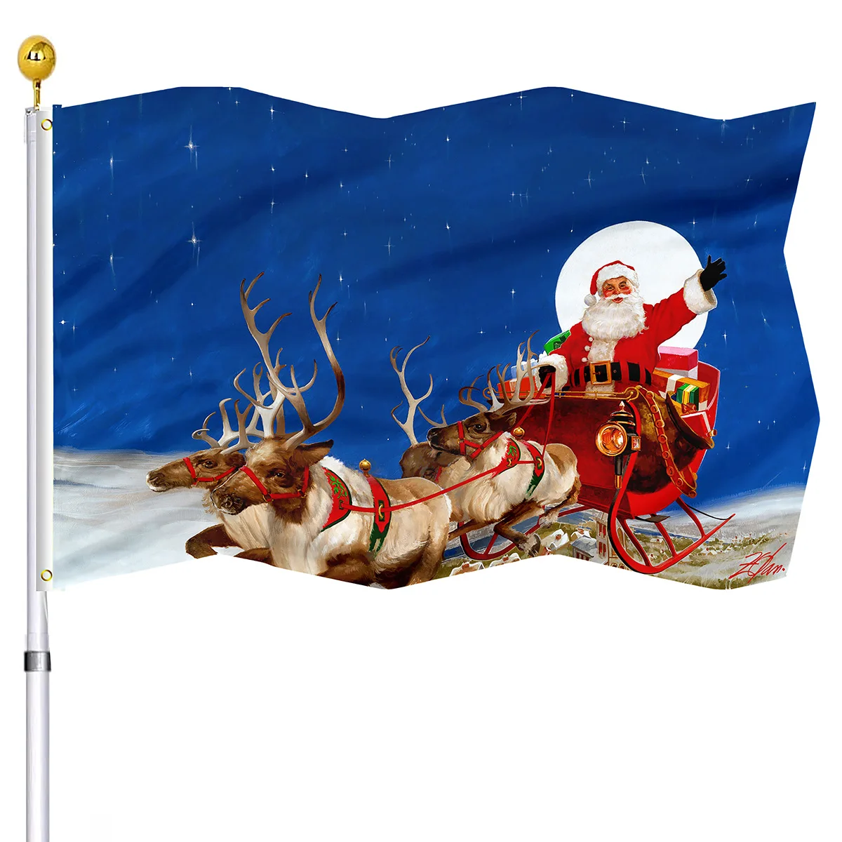 

Garden flag Xmas Elk & Sled Banner Flags Santa House Indoor Party Outdoor Living Room Christmas Decorations Flag for Women Kids