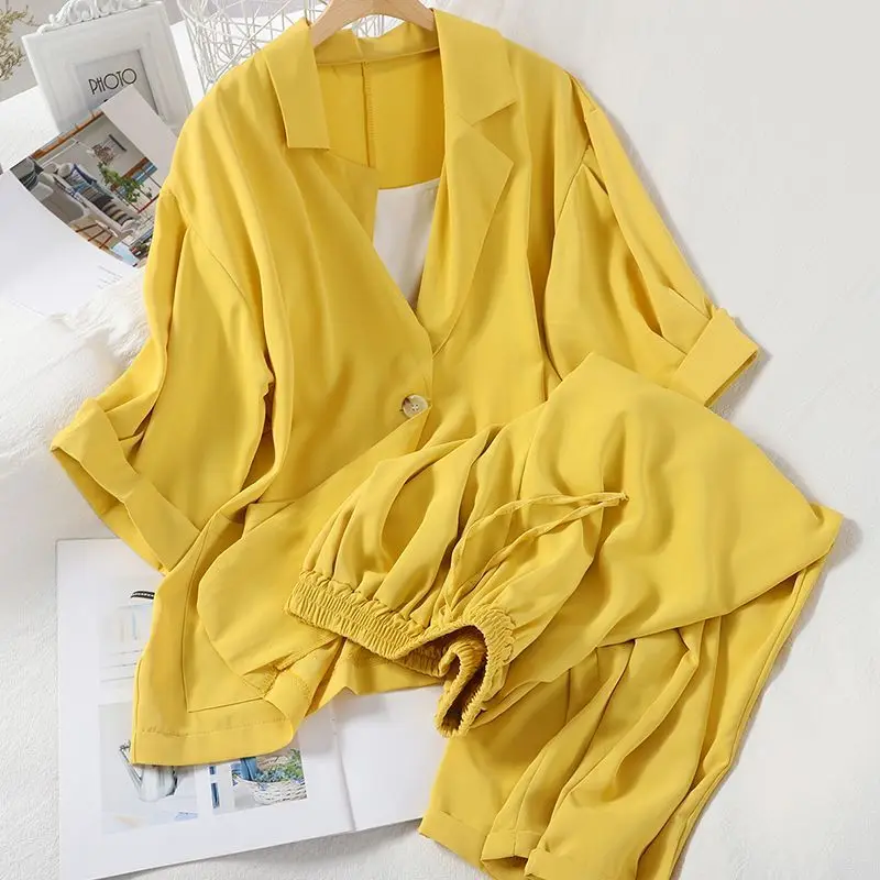 Large Size Professional Suit for Women's Spring and Autumn 2023 New Style Temperament Suit Fashion Suit Foreign Style Two-piece