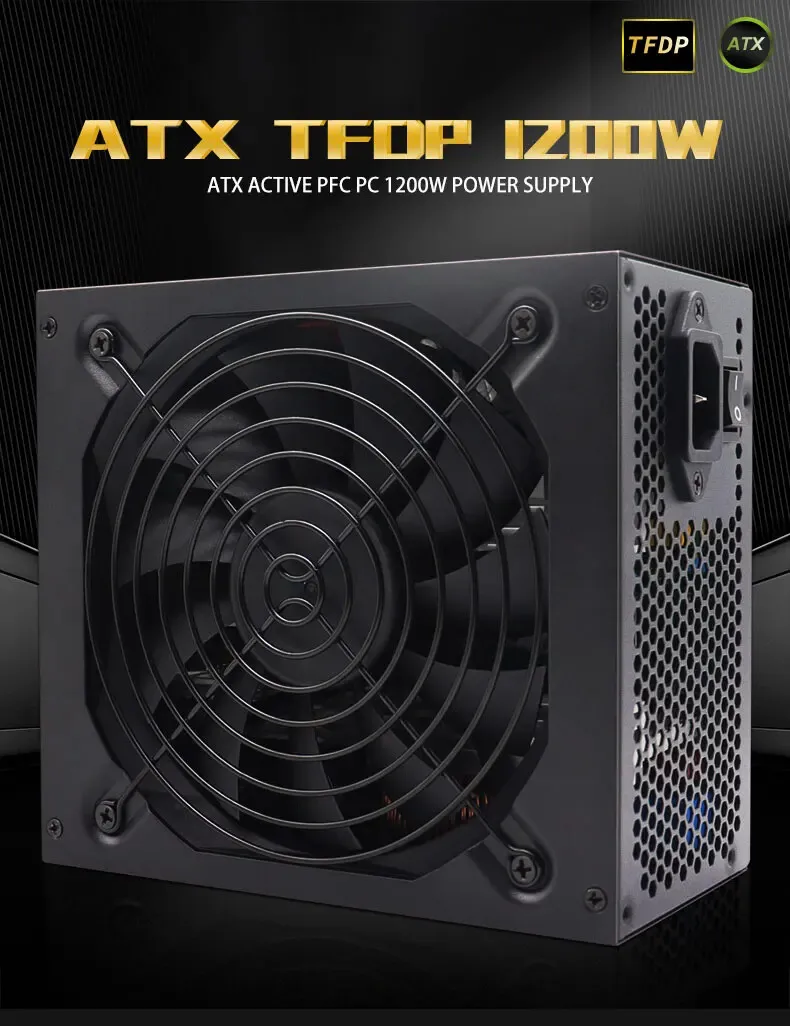1200W 컴퓨터 PC 전원 공급 장치 ATX PSU, 14cm 팬, 160-240V, 모듈식 소스 유닛, 게임용 데스크탑 PC 조립용 12V 전원 공급 장치