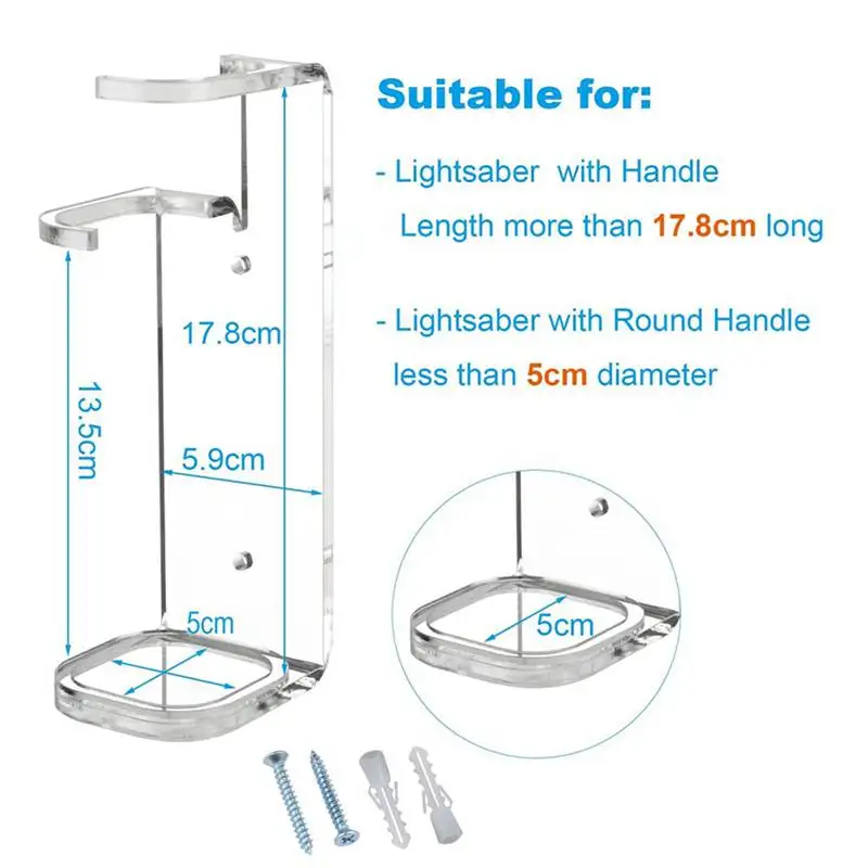 Lightsaber Wall Mount Stand Light Saber Display Rack Wall Holder Screws Hardwares for Most Lightsabers Retail