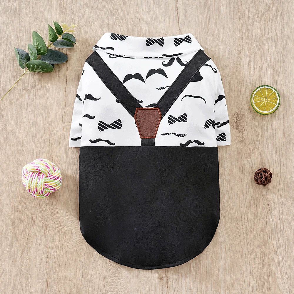 Pet Dog Shirt Mustache Pattern Gentleman Style For Wedding Small Medium Pet