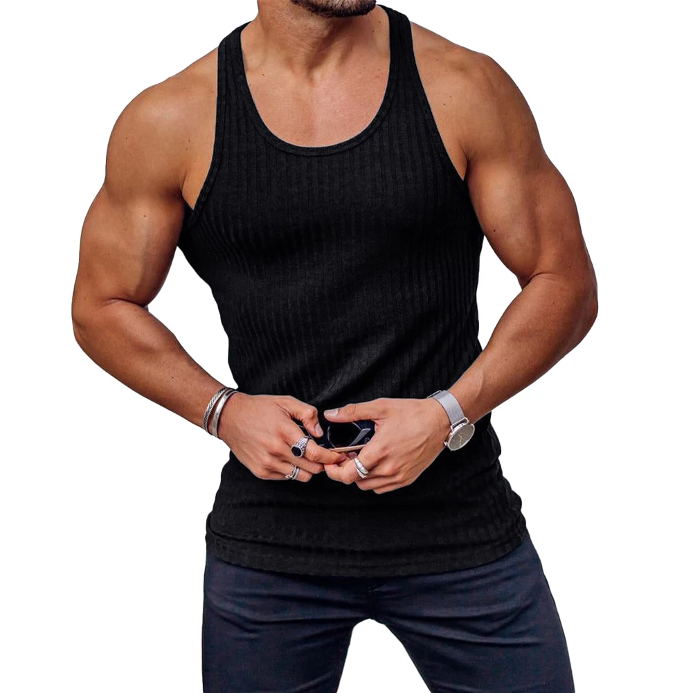 

Stylish Fashion Hot New Comfy Top Top Regular Sleeveless Slight Stretch Solid Color Summer Tank Top Men Polyester