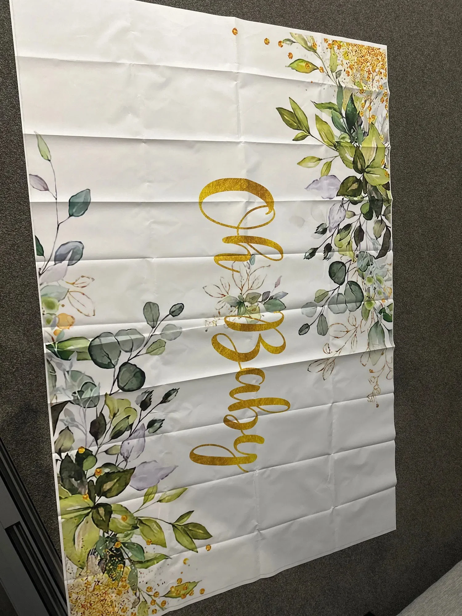 Oh Baby Baby Shower Backdrop Newborn Kids 1st Birthday Party Green Leaves Floral Cake Smash Photography Props Background Banners