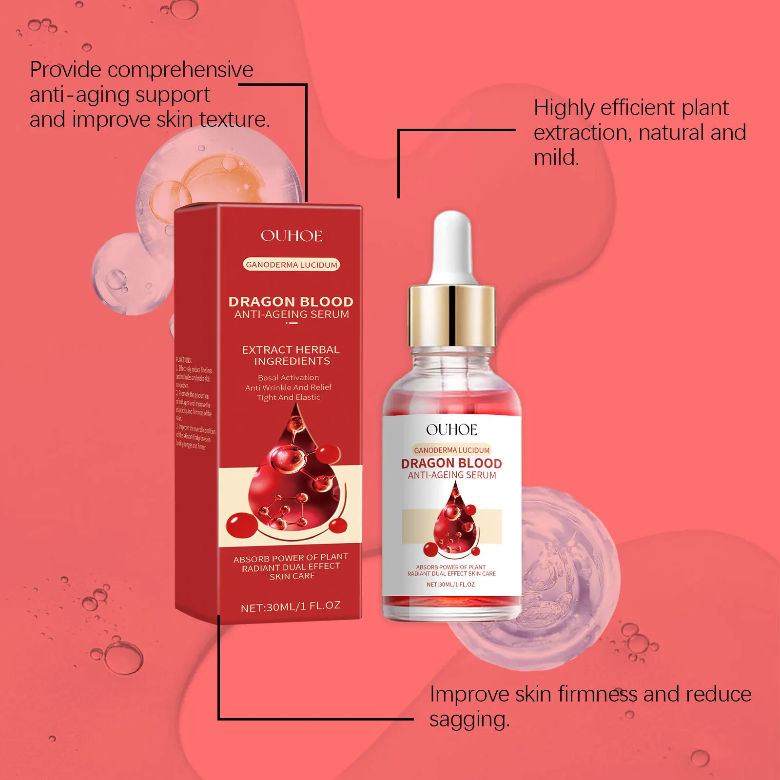 Dragon Blood Serum Anti Aging Wrinkles Reducing Fine Lines Removal Tightening Brightening Rejuvenating Collagen Facial Essence 2