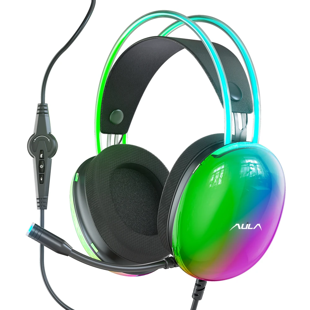 Aula s505 gaming headset med rgb lys og usb kabel_voghion.com