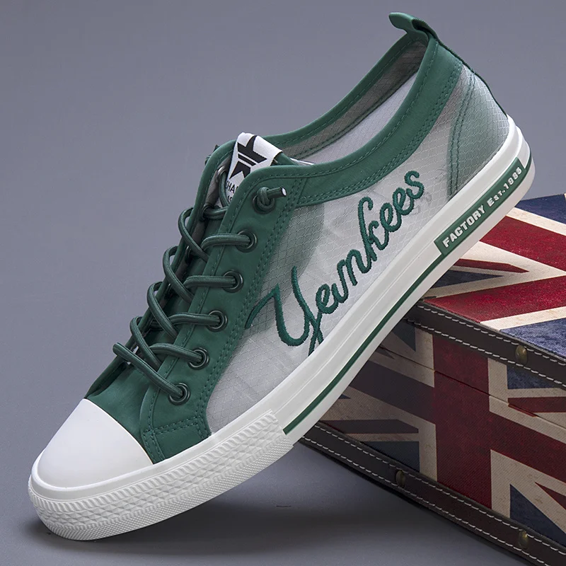 

Summer Breathable Canvas Skate Shoes Men Fashion Letter Embroidered Skateboard Sneakers Men Non-slip Sports Shoes Basket Homme