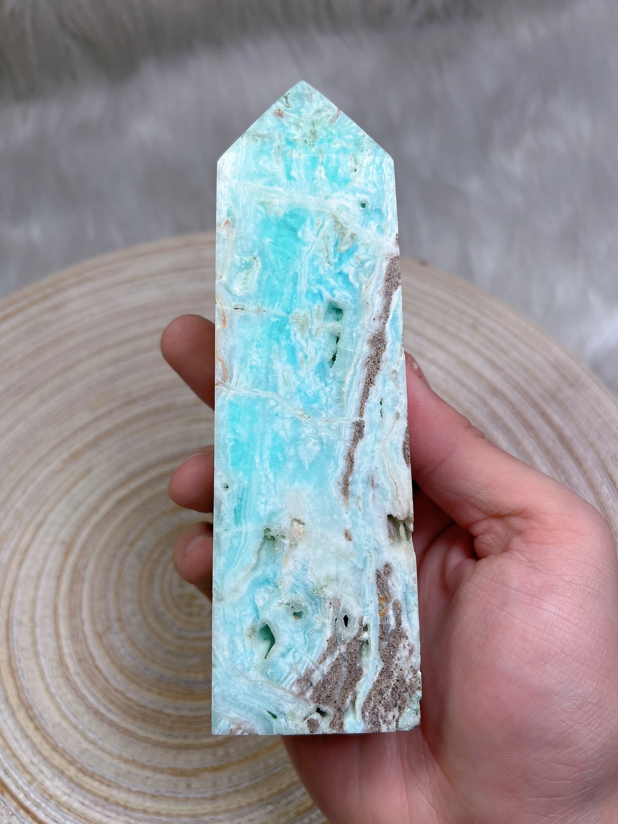 Natural High Quality Crystals Healing Stones Mineral Specimen Blue Hemimorphite Tower For
