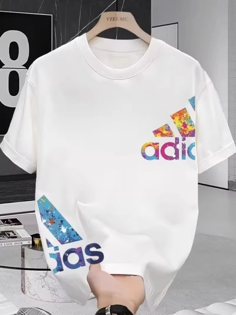 New short-sleeved T-shirt made of 100% pure cotton, suitable for both men and women. It is a summer style, loose and casual. S0f79bd0321564d458fc1f7050ebedcee0