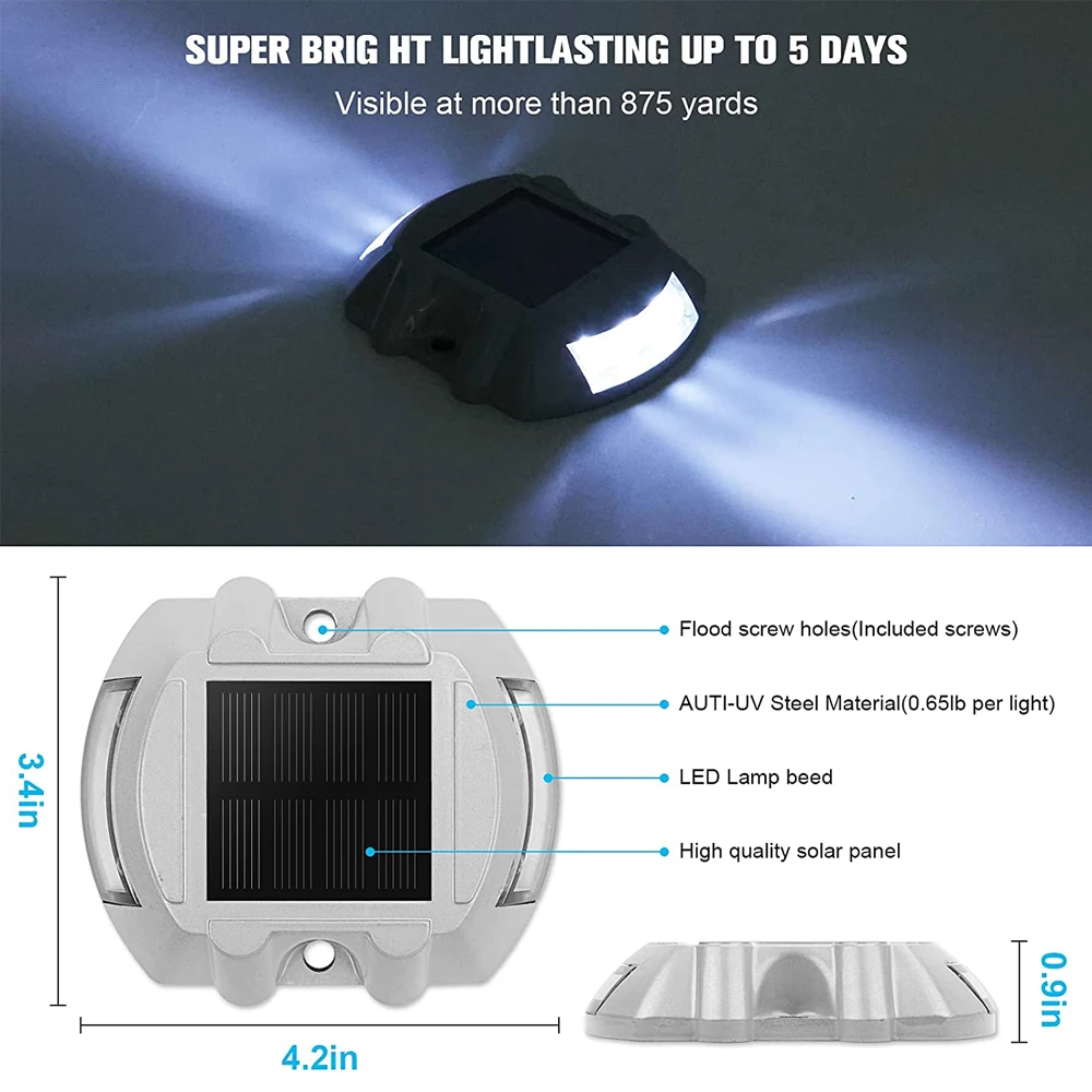 Waterproof Ip68 Traffic Safety Driveway Marker Flashing Light Led Solar Powered Road Stud Reflective Cat Eye Road Spike