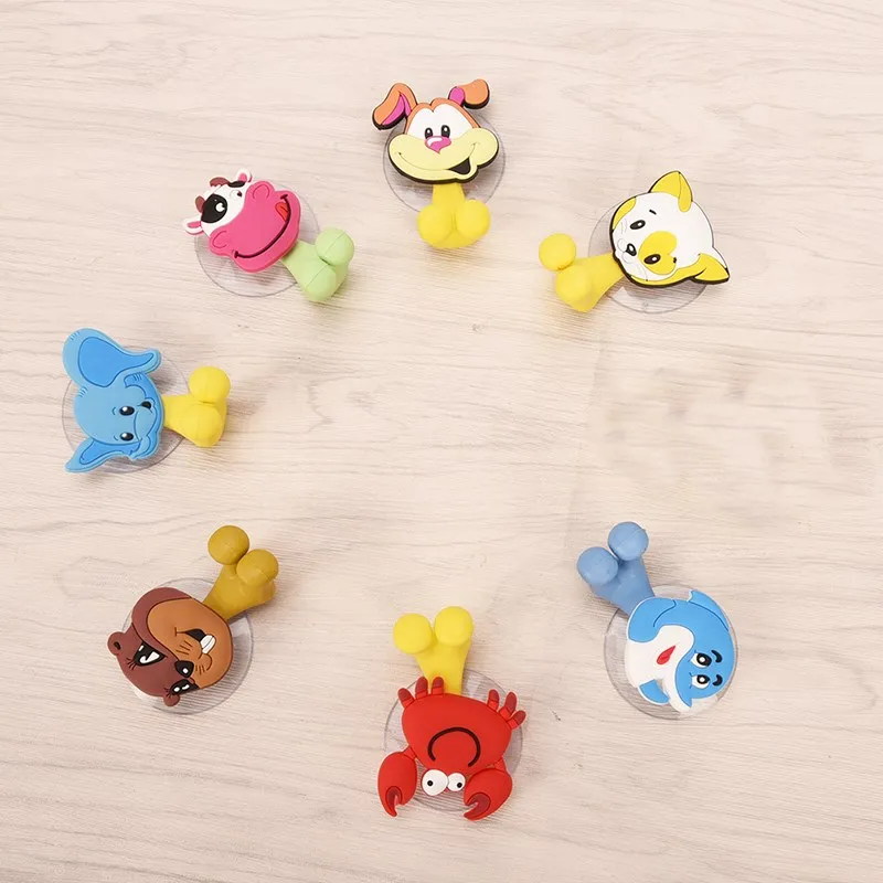 Multifunctional Cute Cartoon Animal Suction Cup Toothbrush Holder Hooks Bathroom Accessories Wall Suction Holder Tool 1PC toothbrush holder wall mounted storage hook