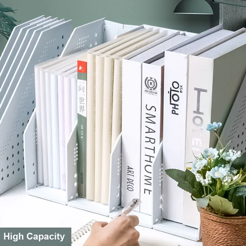 

Student Folding Bookshelf Learning Office File Box Book Organizer File Storage Desktop Data Classification Metal Material