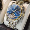 OLEVS Men's Watches Automatic Mechanical Business Wristwatch Waterproof Stainless Steel Strap Watch for Man Skeleton Calendar