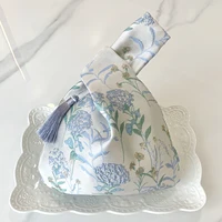 Sac à main à pompon en brocart de Style chinois, sac cadeau de luxe en Jacquard avec doublure en soie, pochette élégante pour femmes, sac de fête 4
