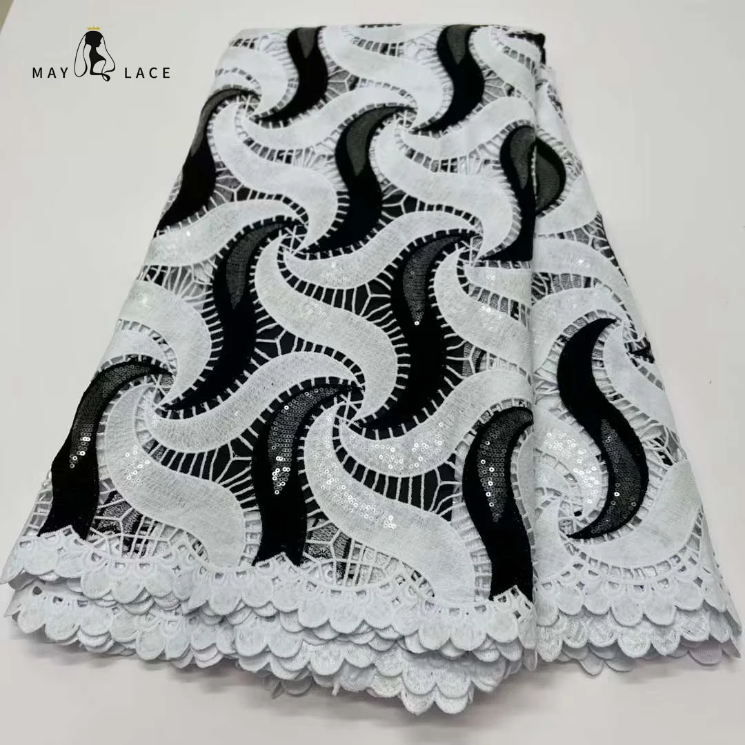 

May Lace African Sequins Mikl Silk Lace Fabric 2023 High Quality French Mesh Tulle Milk Silk Lace Fabaric For Sewing Women Dress