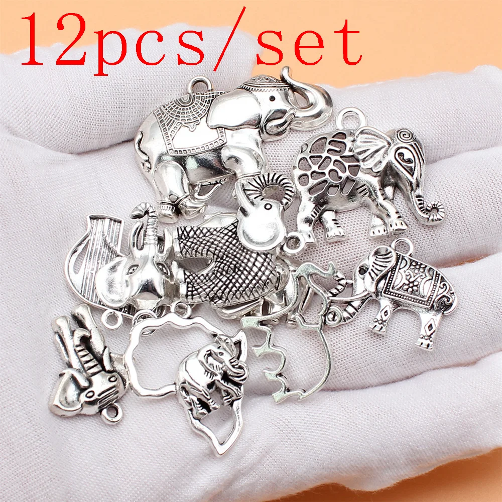 

Elephant Charms For Jewelry Making Necklace Accessories Wholesale 12pcs/set