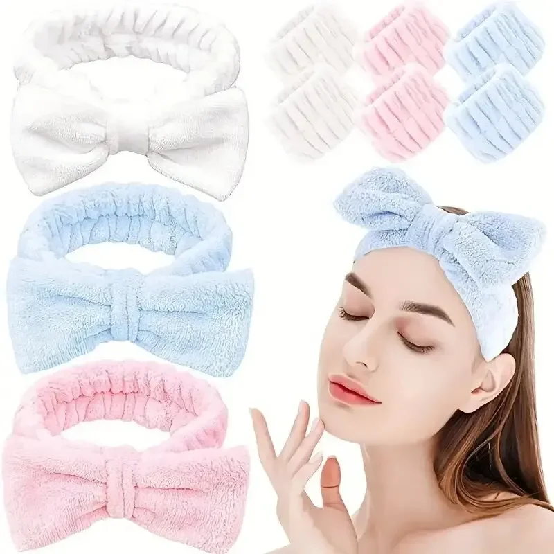 Plush Coral Fleece Hair & Wristband Set for Women - Super Absorbent & Waterproof Accessories