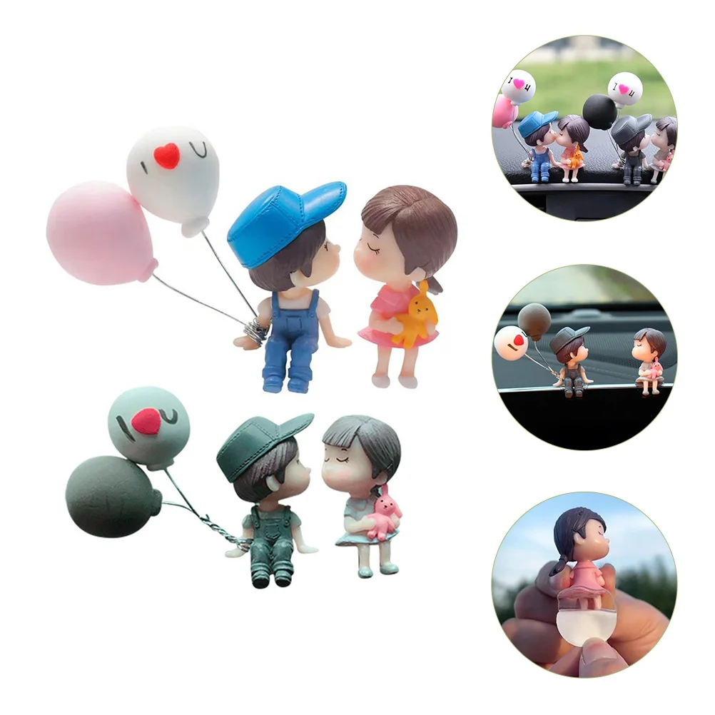 

2 Pairs Car Couple Figurines Cartoon Couples Figures Valentine's Day Gift