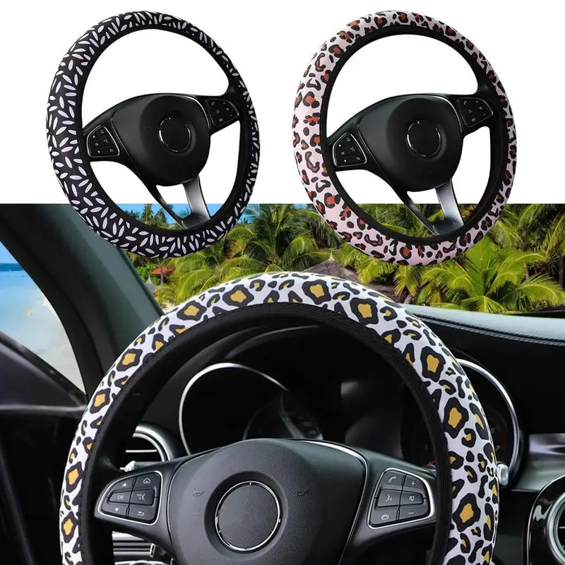 

Auto Car Steering Wheel Cover Universal Size Leopard CheetahSeamless Steering Wheel Cover Animal Skin Auto Styling Car Accessory