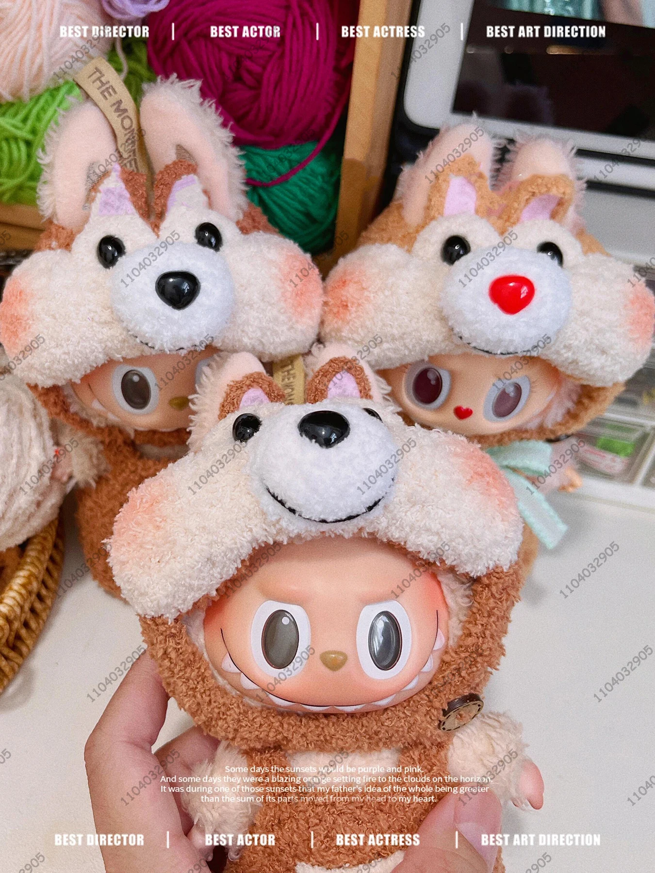 Labubu The Monsters Disney Chip And Dale Costume Mickey Mouse Clothes Original Replica Vinyl Face Doll Action Figure Bag Charm