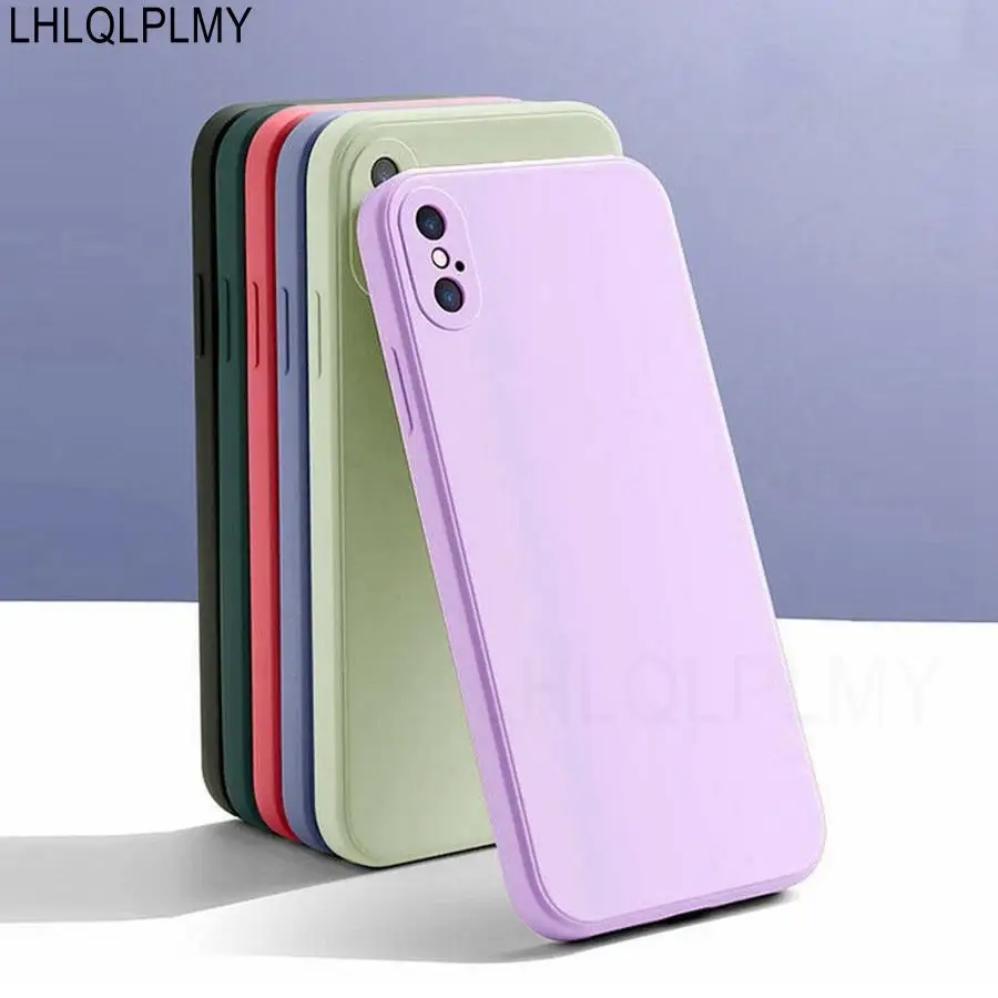 Квадратный мягкий чехол из жидкого силикона для iPhone 11 12 13 Pro Max Mini XR XS X 6 7 8 6S Plus