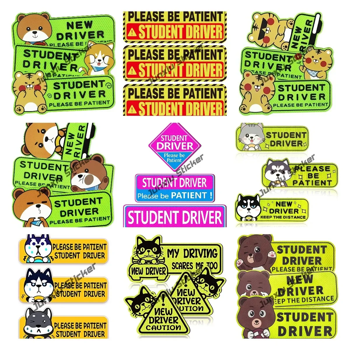 

Set of 3 Reflective Student Driver Car Student Driver Car Accessories New Driver Sign for Car Safety Sign Reflective Sticker