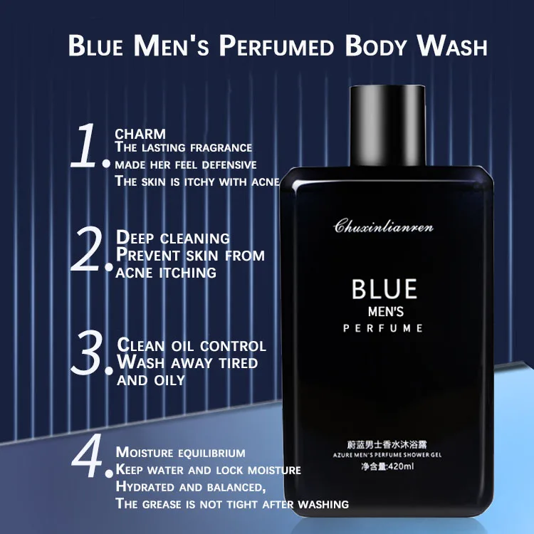 420ml Long-Lasting Fragrance Men's Cologne Body Wash Shower Gel Hydrating Refreshing for Daily Skincare,Non-Sticky Moisturizing