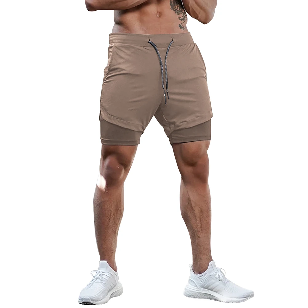 Men's 2 in 1 Running Shorts Quick Dry Gym Athletic Sports Training Short for Man Lightweight Gym Workout Shorts with Zip Pockets 11