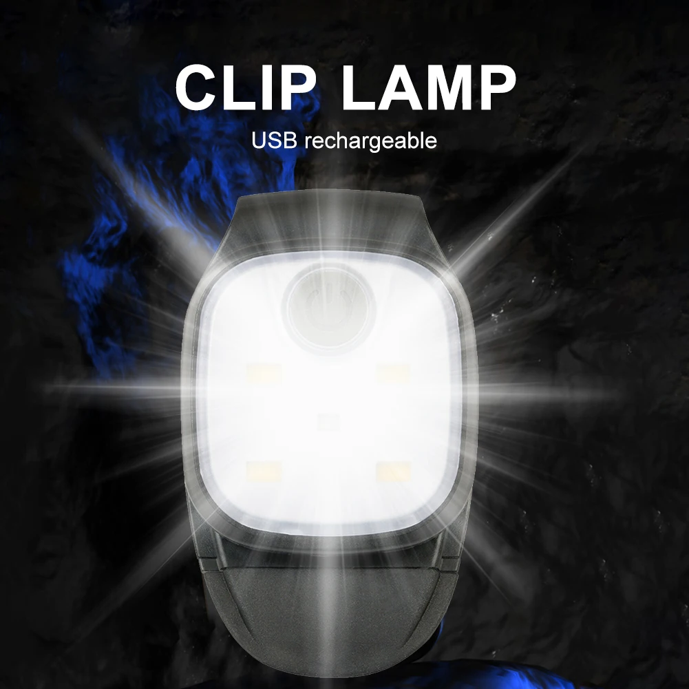 USB 충전식 LED 클립 램프, 러닝 클립 라이트, 안전 경고, 조깅 야간 걷기, 낚시 하이킹, 4 가지 조명 모드