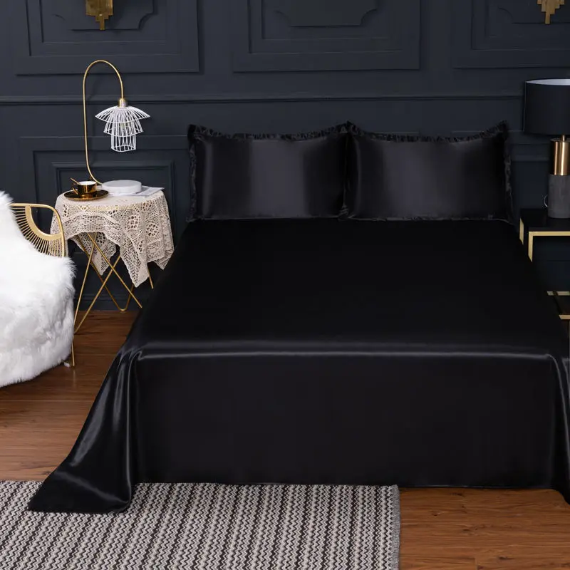 Ice Silk Bed Sheet Satin Sheet Pillowcase Single Bed Cover Full Bed Linens Double Bed Sheets Mattress Pad Bedspread 13 Color 2