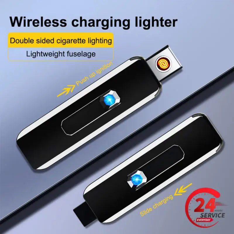 2023 Novel Windproof Electric Touch Lighter Usb Rechargeable Metal Cigarette Lighter Flameless Smoking Cigarette AccessoriesGift