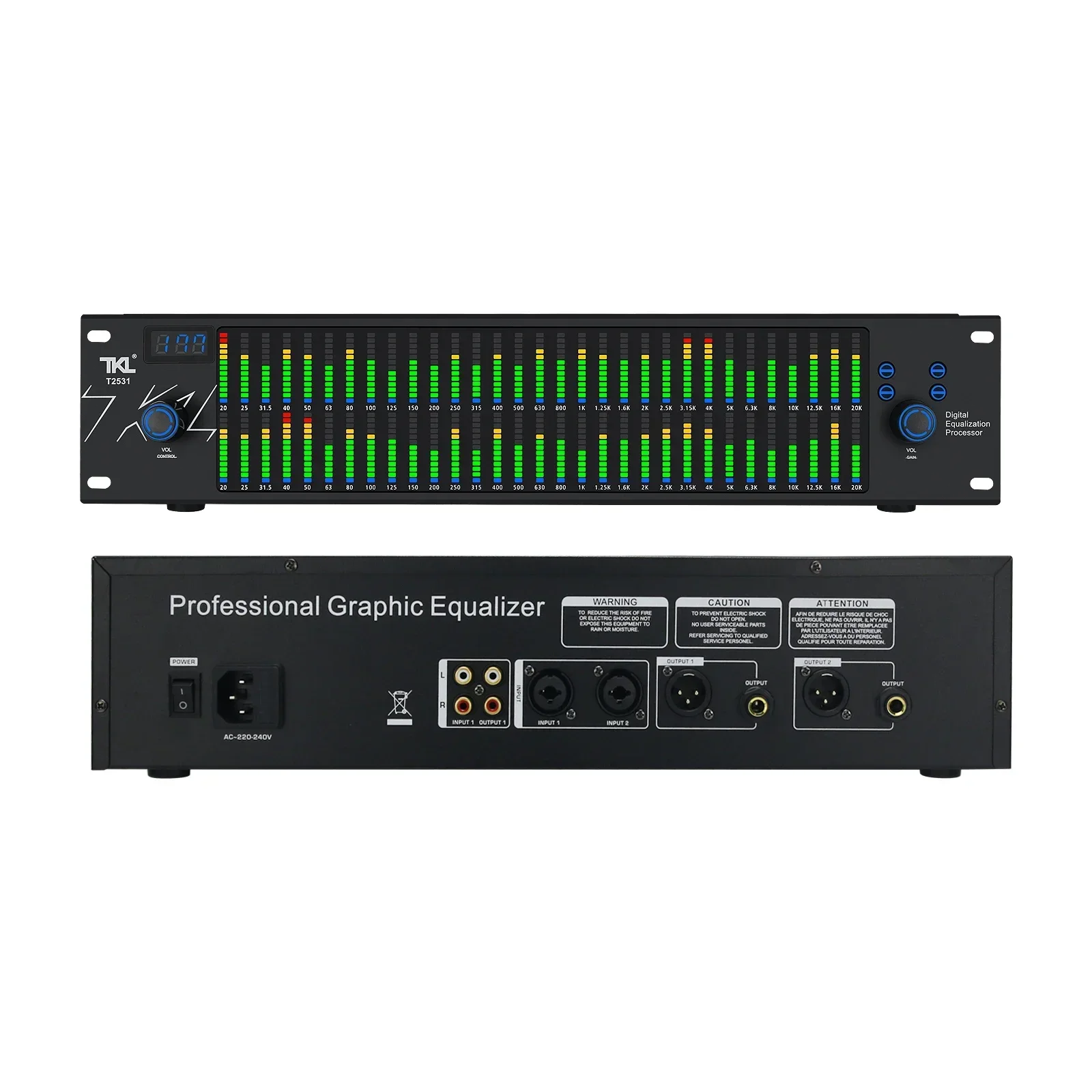 

TKL T2531 Professional Graphic Equalizer with Audio Processor Two 31-Band Spectrum Display for Home Stage