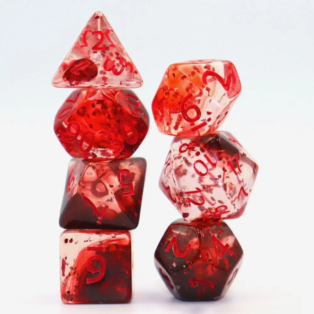 

7Pcs/Set Durable Multifaceted DND Dice Transparent D4 D6 D8 D10 D12 D20 Polyhedral Dice 7-Die Table Game Dice Accessories