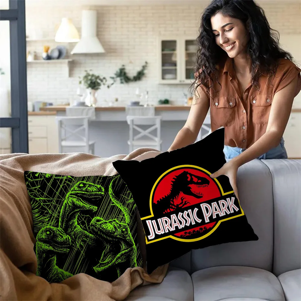 Hot Sci-Fi Movies Jurassics Park Pillow Covers Cartoon Sofa Decorative Home Double-sided Printing Short Plush Cute Cushion Cover 3