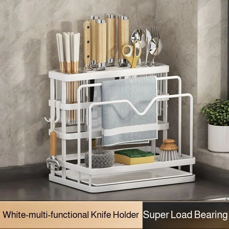 Drenaj Tepsili Mutfak Tezgahı Düzenleyici - Kesme Tahtaları, Bıçaklar, Bezler, Çubuklar, Tencere Kapakları için Entegre Raf, Dayanıklı