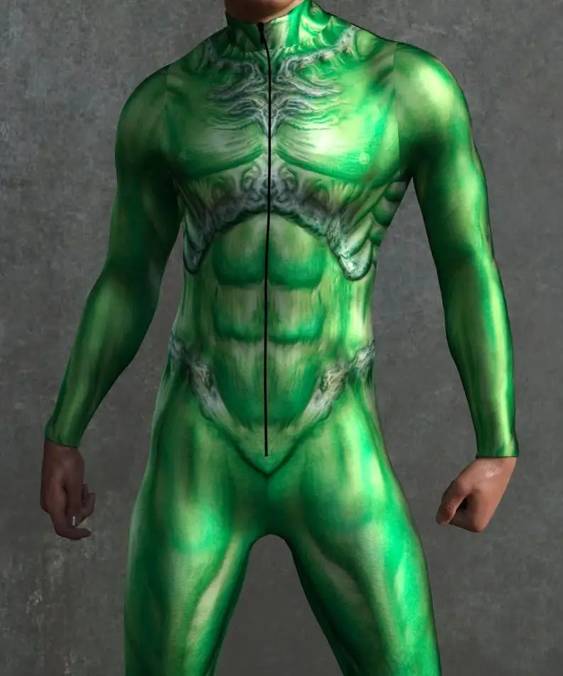 Kid Men Woman Burnning Man Festival Outfit Female Party Catsuit Zentai Bodysuits Pink Green Print Costume Carnival Jumpsuit