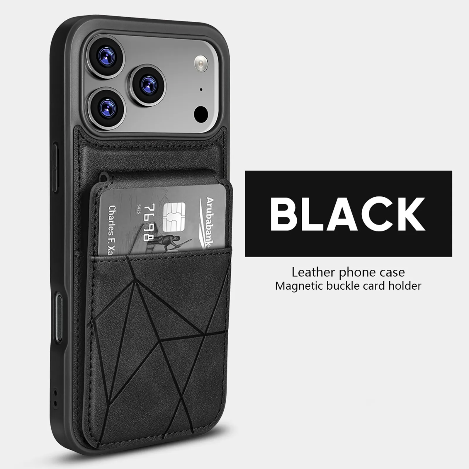 Luxury Leather Flip Wallet Phone Case with Card Holder and Durable Hard Cover