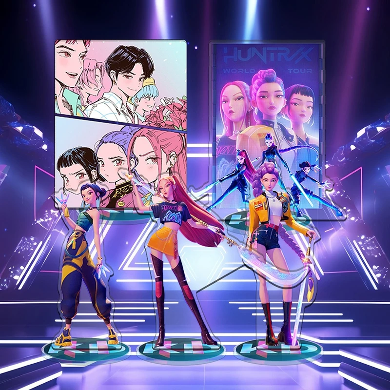 Hot Kpop Demon Hunters Display Stand Huntrix Figures Show Card