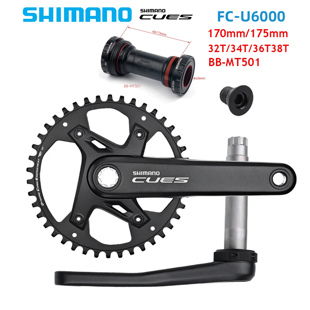 

SHIMANO CUES FC-U6000 9/10/11 Speed Crankset for MTB Bike 170/175mm Crank Groupset 32/34/36/38T Chainring BB-MT501 Bicycle Parts