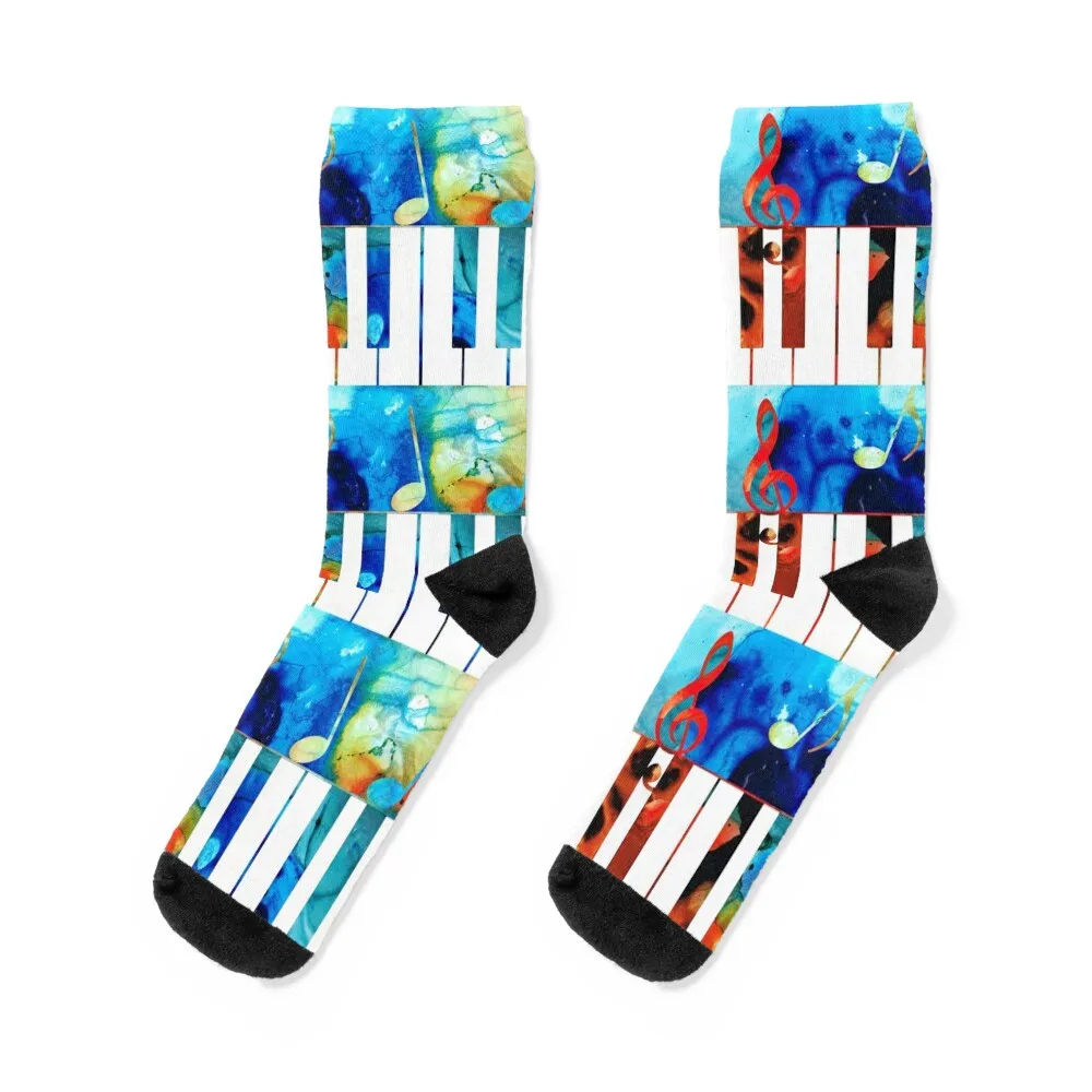 

Colorful Piano Art by Sharon Cummings Socks gym fashionable Socks Women Men's