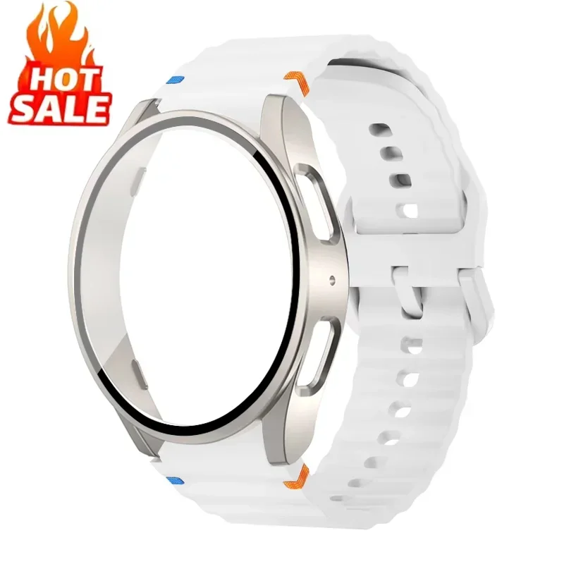 Enhanced Silicone Strap Set with Tempered Glass & Protective Case