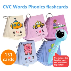 CVC Words Phonics Flashcards Montessori Learning English Sight Words Educational Poster Flash Cards for Kids Cognitive Games