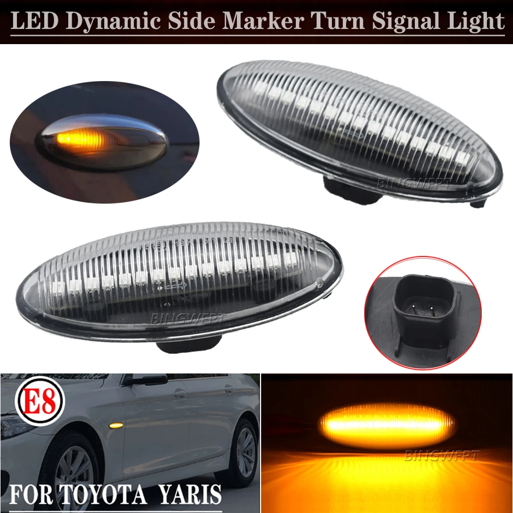 1pair LED Side Marker Light Turn Signal Indicator Repeater Light Fit For Toyota Yaris COROLLA