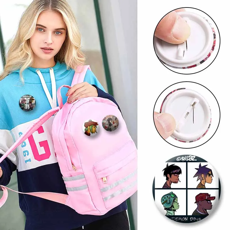 Gorillaz Fanart Cartoon Idol Pin Brooch - Backpack & Hat Decor Gift Badge