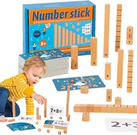 Wooden Math Toys Number Counting Puzzle Building Block Montessori Educational Toys Teaching Tool Game for Preschool Boys Girls 1