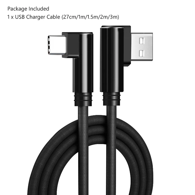 Câble USB type-c à Angle droit à 90 ° pour recharge rapide et  synchronisation de données, cordon pour téléphone, disponible en noir,  rouge, bleu, blanc, or, 27cm/1m/1.5m/2m/3m - AliExpress